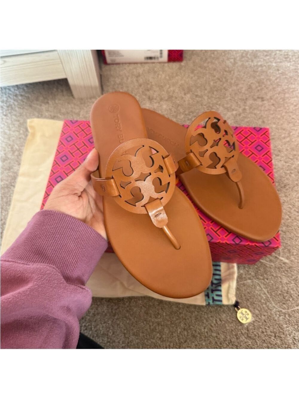 New tory burch miller calf leather sandals in Millie/ bourbon color - Picture 6 of 9